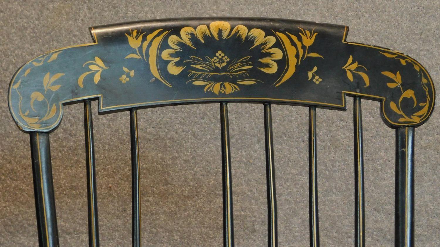 A 19th century ebonised and gilt painted rocking chair. H.113cm - Image 3 of 8