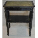 A late 19th century ebonised French side table. H.77 W.63 D.39cm