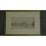 A framed and glazed pencil drawing, A view of the river Thames at Walton Bridge, Robert William Hay,