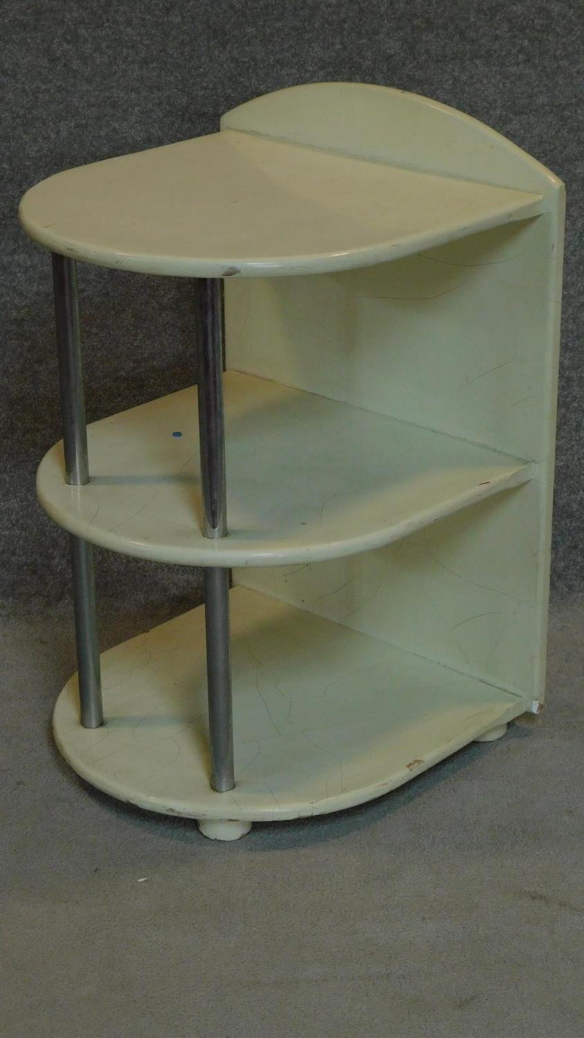 A vintage three tier etager with tubular chrome supports. H.66cm - Image 2 of 4