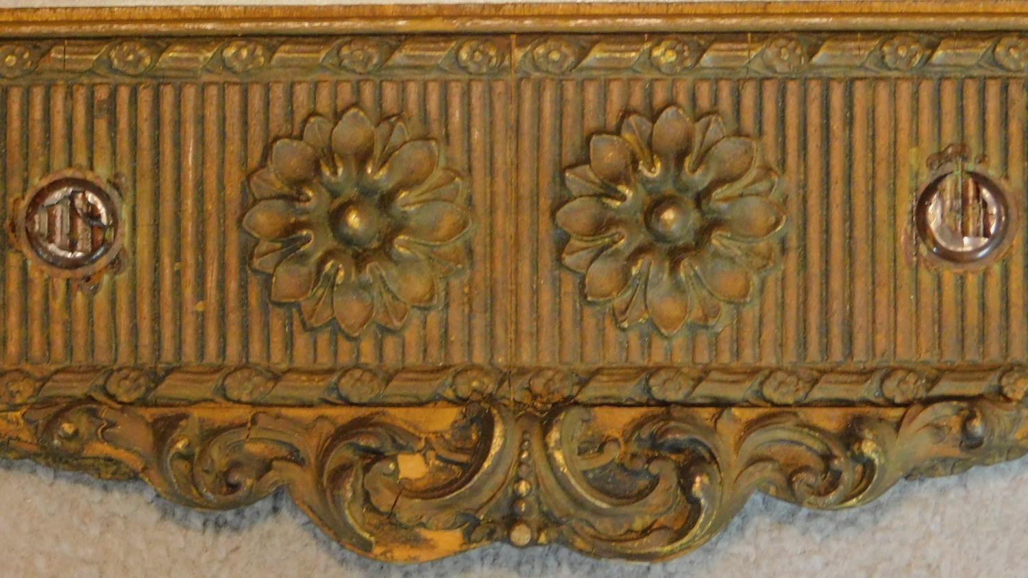 A 19th century gilt and gesso wall mirror with floral borders inset bevelled glass plate. 72x64cm - Image 3 of 4
