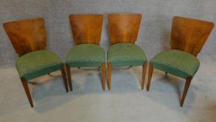 A set of four Art Deco burr walnut dining chairs. H.82cm