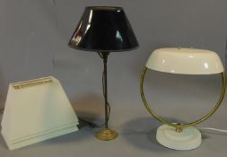 Two vintage table lamps and three matching lamp shades. H.60cm
