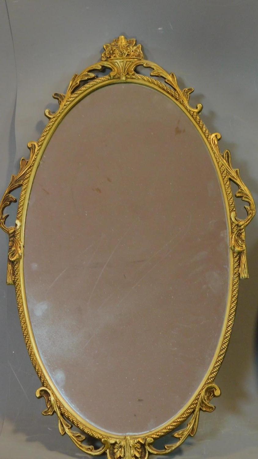 A gilt framed triptych dressing table mirror and three other gilt wall mirrors. 66x44cm (largest) - Image 2 of 5