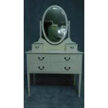 A mid 20th century dressing table with Adam style swag decoration. H.159 W.92 D.48cm