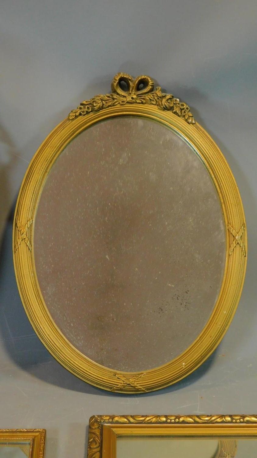 A gilt framed triptych dressing table mirror and three other gilt wall mirrors. 66x44cm (largest) - Image 3 of 5
