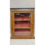 A Victorian walnut single door pier cabinet with satinwood Arabesque inlay. H.97 W.75 D.31cm