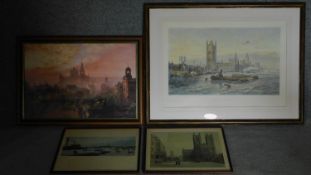 Four various framed and glazed prints, Westminster and St. Pancras. 107x82cm