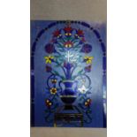 A large and unusual bespoke decorative board with applied stained glass panels. 170x121cm