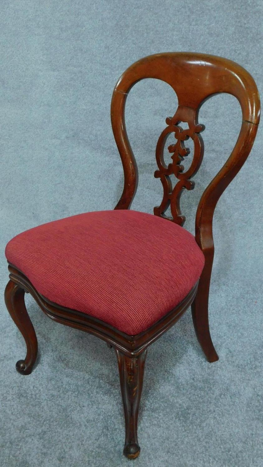 A Victorian mahogany balloon back dining chair and two Edwardian chairs H.88cm - Image 4 of 4