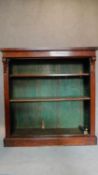 A Victorian walnut open bookcase on plinth base. H.108 W.105 D.29cm