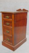 A late Victorian walnut pedestal chest fitted four drawers and brass plate swing handles. H.82 W.