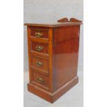 A late Victorian walnut pedestal chest fitted four drawers and brass plate swing handles. H.82 W.