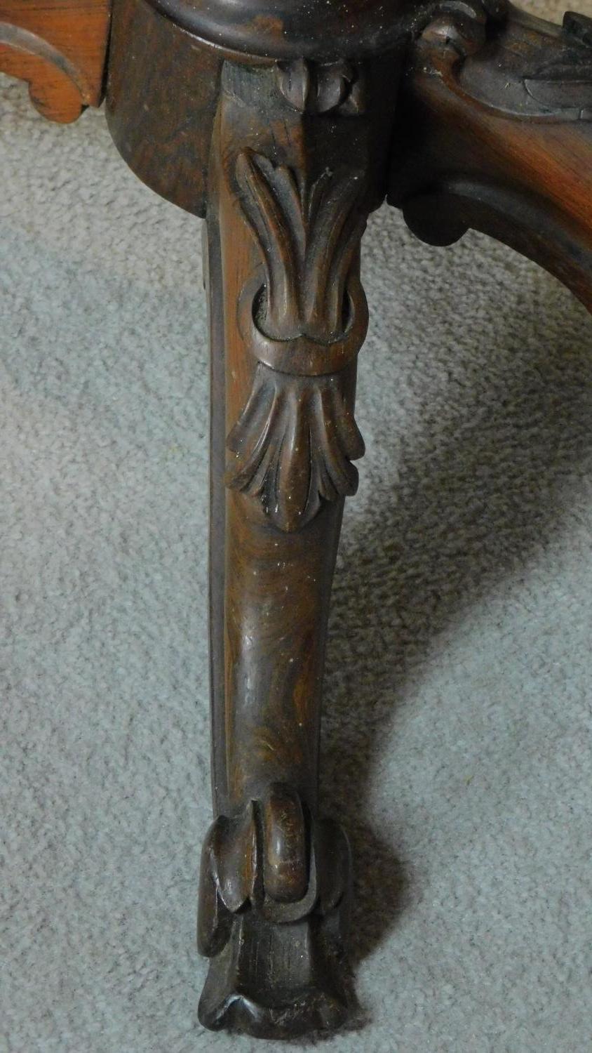 A Victorian rosewood card table on carved bulbous base on quadruped cabriole supports. H.74 W.92 D. - Image 5 of 8