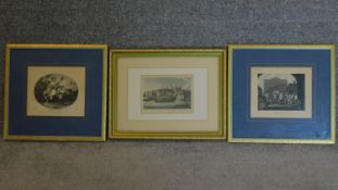 Three various framed and glazed prints. 34x32cm