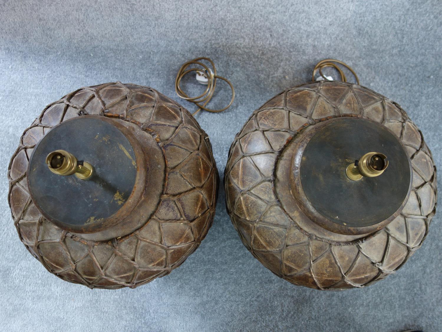 A pair of large Eastern style metal lamp bases. H.48 - Image 3 of 3
