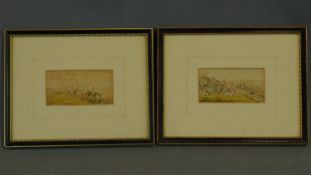 A pair of 19th century hunting prints. 25x20cm (largest)