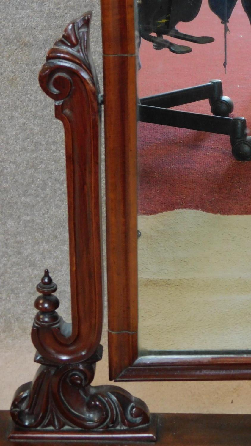 A Victorian mahogany swing toilet mirror on base fitted lidded jewellery box. H.90cm - Image 3 of 7