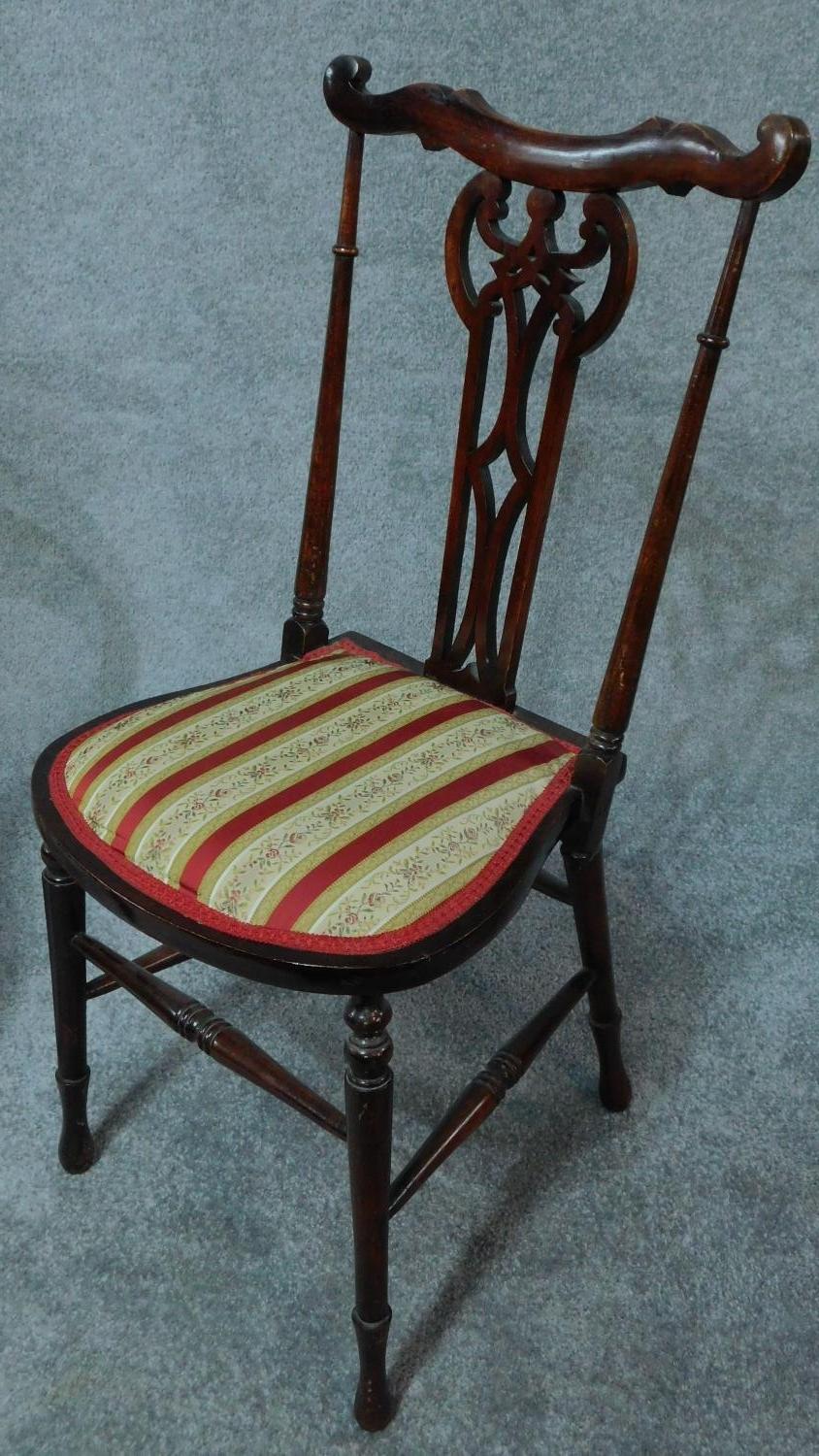 A Victorian mahogany balloon back dining chair and two Edwardian chairs H.88cm - Image 3 of 4