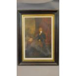 An early 19th century framed and glazed watercolour of a gentleman seated at his desk, unsigned,