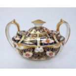 A Royal Crown Derby sugar bowl, hand painted and gilded imari pattern 1890. Marks to bottom.