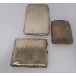 Three monogrammed silver cigarette cases, large case, birmingham 1920, Charles S Green & Co Ltd.