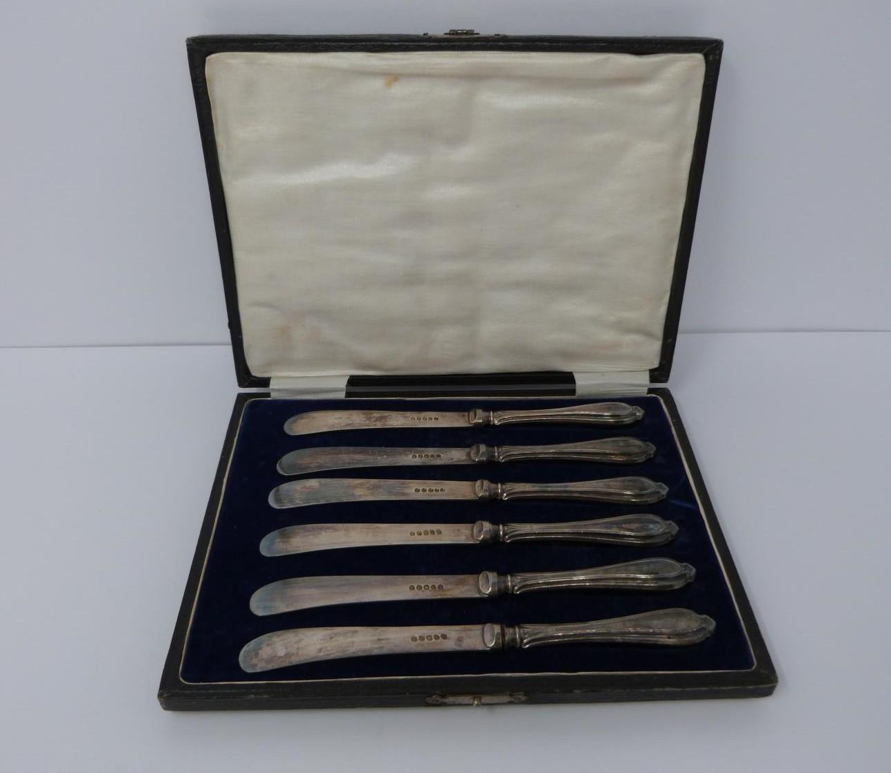 3 cases of silver handled knives, two sets, small knives, epns blades, silver, hollow handles ( - Image 2 of 13