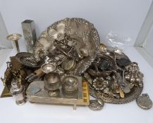 A collection of silver plate and other metalware including, trays, apostle spoons, bowls and cutlery