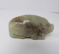 An early Ming Chinese carved jade pig, 7 cm x 4 cm. (116g).