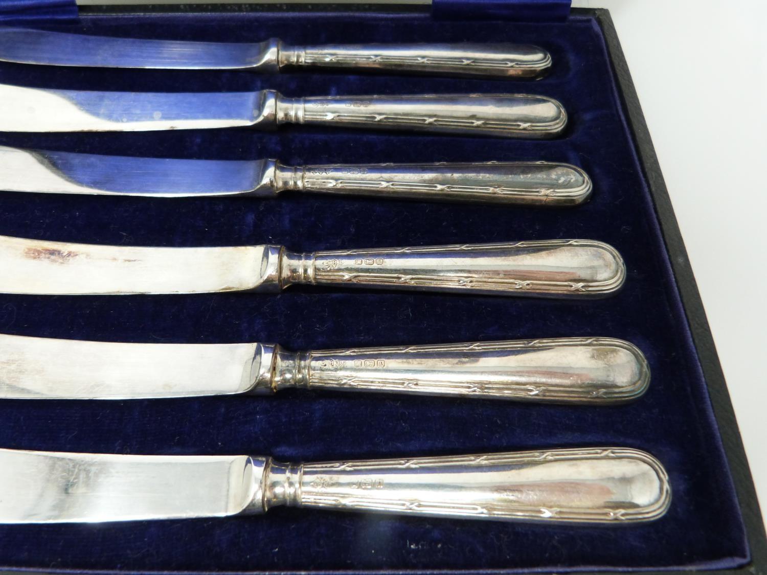 3 cases of silver handled knives, two sets, small knives, epns blades, silver, hollow handles ( - Image 13 of 13