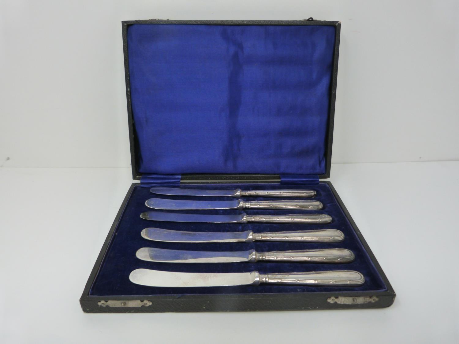 3 cases of silver handled knives, two sets, small knives, epns blades, silver, hollow handles ( - Image 3 of 13