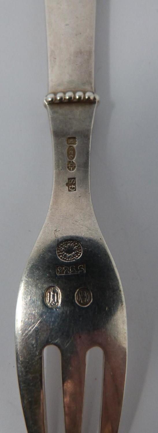 A Georg Jensen silver knife and fork set, full Danish hallmarked and makers mark for Georg - Image 5 of 5