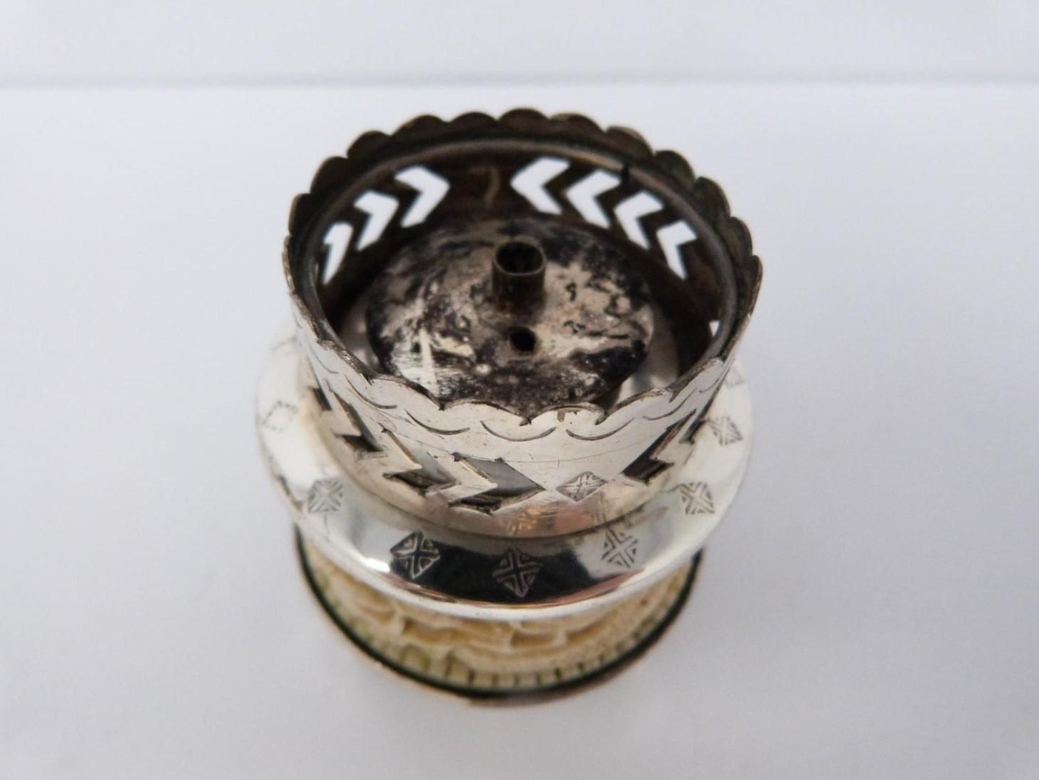 An early 20th century ivory puzzle ball and a small carved ivory and white metal burner, dragon - Image 3 of 7