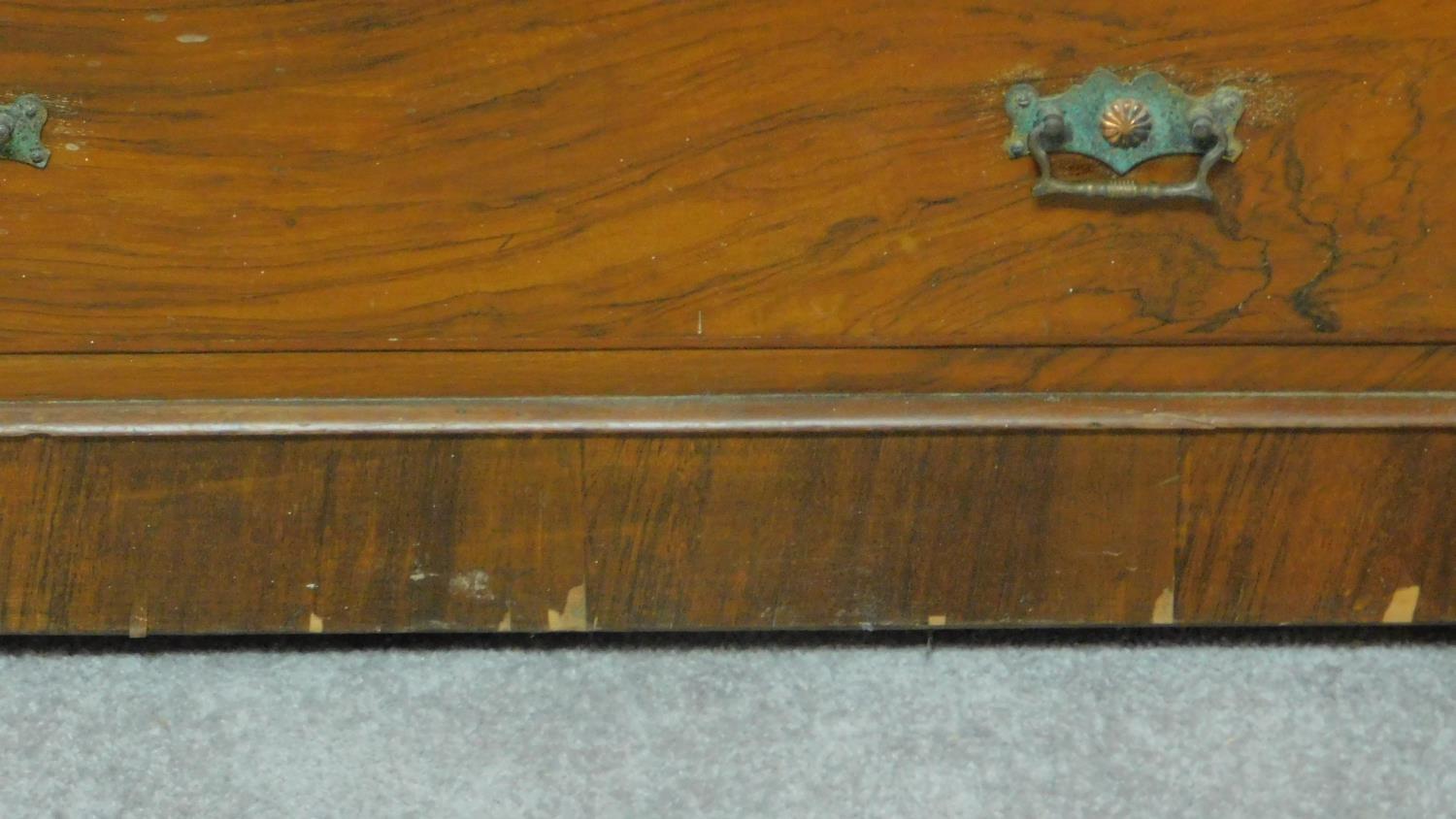 A Victorian walnut chest of 2 short over three long drawers fitted original brass handles. H.118 W. - Image 8 of 9