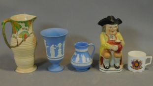 A miscellaneous collection of ceramics to include Jasperware and Carltonware. H.26 (tallest)