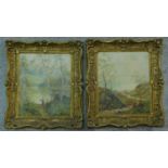 A pair of gilt framed oil paintings on canvas, Scottish landscapes, signed Theo Hines, signature and