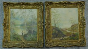 A pair of gilt framed oil paintings on canvas, Scottish landscapes, signed Theo Hines, signature and