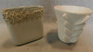 Two ceramic art pottery vases. H.25