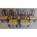 A set of seven Hepplewhite style mahogany dining chairs (including two armchairs) H.95cm