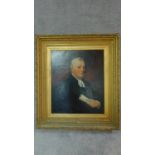 A large 19th century gilt framed oil on canvas, portrait of a gentleman, unsigned. 111x99cm