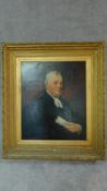 A large 19th century gilt framed oil on canvas, portrait of a gentleman, unsigned. 111x99cm