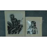 Two unframed mounted charcoal sketches, nude studies, monogrammed G H - 90x70 (largest)
