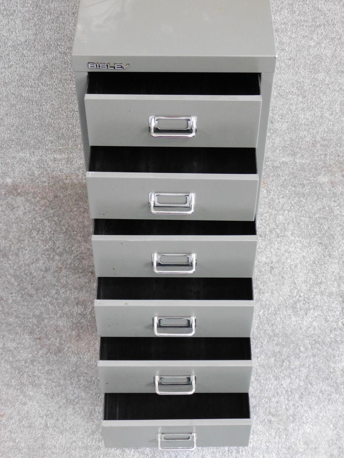 A small metal Bisley specimen filing cabinet of six drawers. H.68 W.28 D.41cm - Image 2 of 4