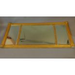 A 19th century gilt framed triple section overmantel mirror. 112x53cm