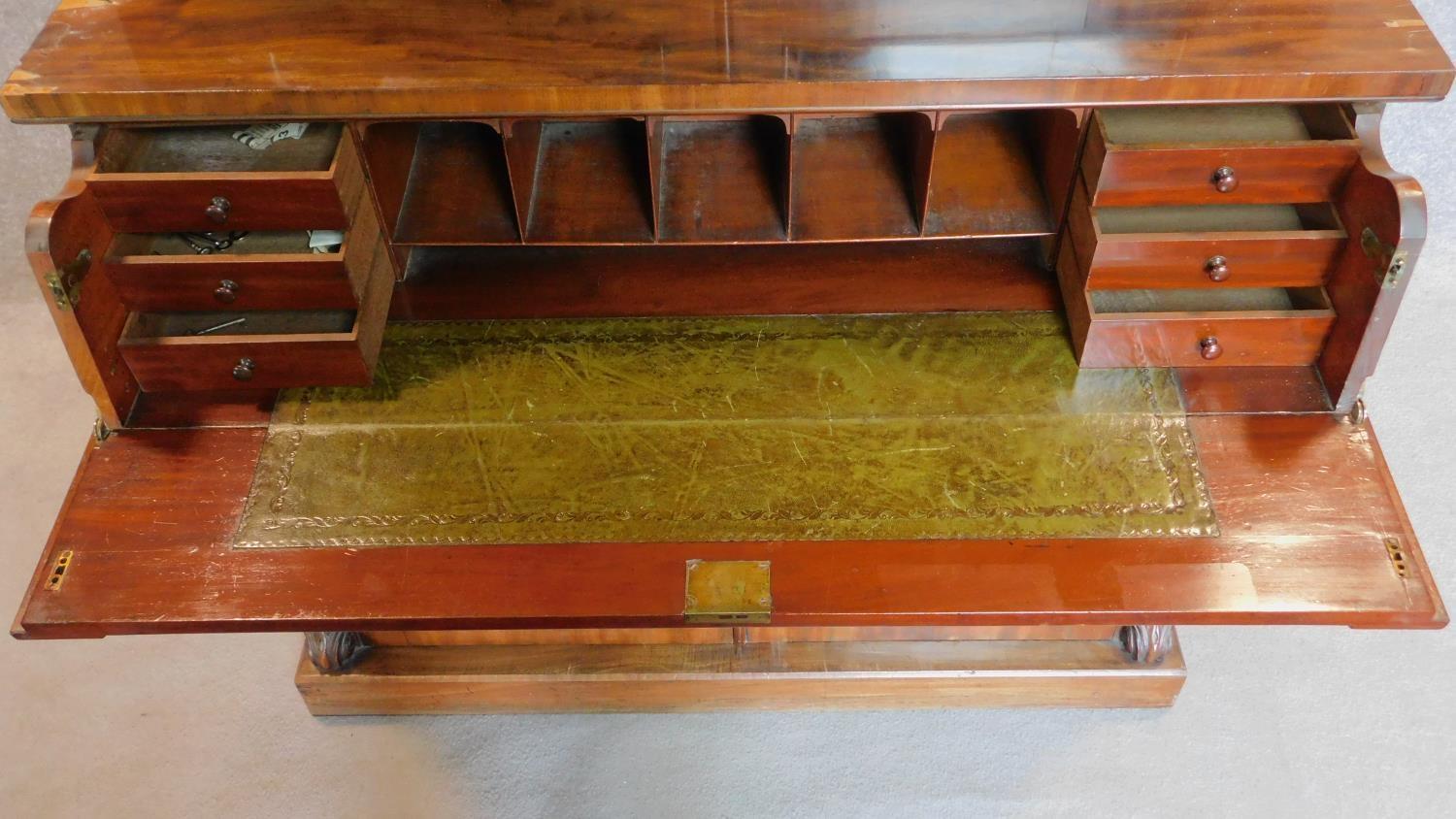 A mid Victorian mahogany two section library bookcase, the upper glazed section above well fitted - Image 4 of 12