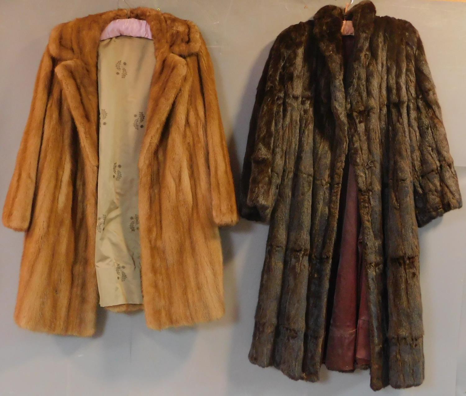 Two medium sized mink fur coats. (in good original condition)