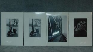 Four large mounted photographic reproductions, Eiffel tower, Brooklyn Bridge etc. 92x61