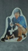 A life size photograph on board of Blue Peter's John Noakes and Shep. Reportedly the original from