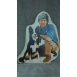 A life size photograph on board of Blue Peter's John Noakes and Shep. Reportedly the original from