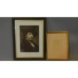 A late 19th century glazed and framed print, Rembrandt and a framed and glazed print, inscription